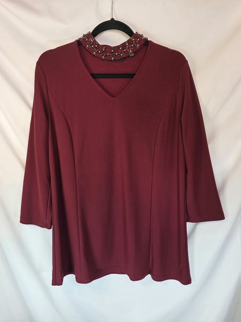 Susan Graver Artisan Women's Choker-Neck Liquid Knit Pollished Blouse Size M